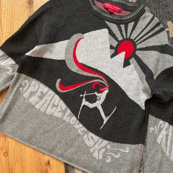 Krimson Klover Suzanne Peace Love Ski Graphic Intarsia Pullover Sweater XSmall - Picture 3 of 6